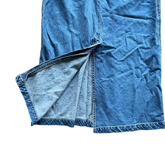 Vtg Y2K Old Navy Denim Maxi Skirt 10 32" Blue‎ Jean Cotton Back Slit No Pockets - Picture 5 of 9